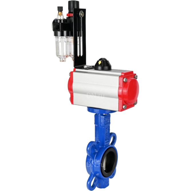 Затвор дисковый поворотный WBV1132N-2W-Fb-H Ду250 Ру16, корпус - чугун GG25, диск - нержавеющая сталь 316L, уплотнение - NBR, с пневмоприводом PA-DA-140 двойного действия, пневмораспределителем 4M310-08 DC24V, БПВ AFC2000 в Перми