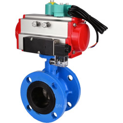 Затвор дисковый поворотный WBV1313E-2W-F-H Ду65 Ру16 фланцевый, корпус - чугун GGG40, диск - чугун GGG40, уплотнение - EPDM, с пневмоприводом PA-DA-105, пневмораспределителем 4M310-08 DC24V и магнитным переключателем ALS200D
