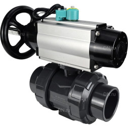 Кран шаровой BV4242E-FP-GRM-ISO Дн80 Ру10 полнопроходной, корпус - НПВХ, шар - НПВХ, уплотнение - EPDM, с пневмоприводом PA-DA-105-1 и магнитным переключателем ALS200D