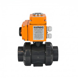 Кран шаровой BV4242E-FP-GRM-ISO Дн65 Ру10 полнопроходной, корпус - НПВХ, шар - НПВХ, уплотнение - EPDM, с электроприводом QT-N-005EM-O1-380VAC-У1 HARK