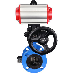 Затвор дисковый поворотный WBV1313E-2W-F-H Ду65 Ру16 фланцевый, корпус - чугун GGG40, диск - чугун GGG40, EPDM, с пневмоприводом PA-DA-105, пневмораспределителем 4V320-10 AC220V и ручным дублером MON1-250-T26-ISO