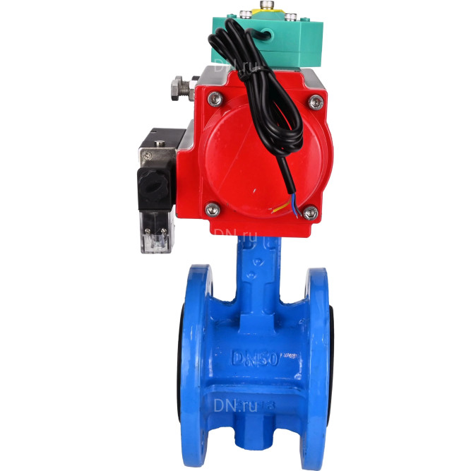 Затвор дисковый поворотный WBV1313E-2W-F-H Ду80 Ру16 фланцевый, корпус - чугун GGG40, диск - чугун GGG40, уплотнение - EPDM, с пневмоприводом PA-DA-105, пневмораспределителем 4M310-08 DC24V и магнитным переключателем ALS200D в Перми