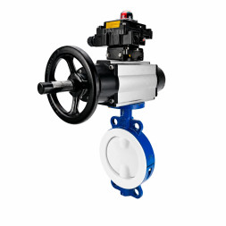 Затвор дисковый поворотный WBV3434Pf-2W-Fb-R Ду200 Ру16, корпус - углеродистая сталь WCB, диск - углеродистая сталь WCB, футерованный PTFE, уплотнение - PTFE, с пневмоприводом PA-DA-105-1 и БКВ APL-410N EX