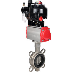 Затвор дисковый поворотный WBV3131N-2W-Fb-H Ду250 Ру16, корпус - нержавеющая сталь 304, диск - нержавеющая сталь 304, уплотнение - NBR, с пневмоприводом PA-DA-160, пневмораспределителем 4M310-08 DC24V, БКВ APL-510N EX и БПВ AFC2000