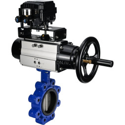 Затвор дисковый поворотный WBV1631E-2W-Fb-H Ду150 Ру16 LUG корпус - чугун QT450, диск - нержавеющая сталь 304, уплотнение - EPDM, с пневмоприводом PA-DA-105-1 и позиционером YT-1000RSN с обратной связью