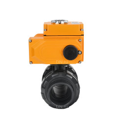 Кран шаровой BV4242E-FP-GRM-ISO Дн80 Ру10 полнопроходной, корпус - НПВХ, шар - НПВХ, уплотнение - EPDM, с электроприводом QT-N-005EM-O1-380VAC-У1 HARK