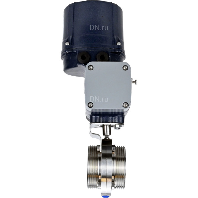 Затвор дисковый поворотный WBV3131E-2W-T-H Ду15 Ру10 резьбовой, корпус - пищевая нержавеющая сталь AISI 304, диск - нержавеющая сталь AISI 304, уплотнение - EPDM, с электроприводом четвертьоборотным QTSA-N-003EM-O0-220VAC с пружинным возвратом в Перми