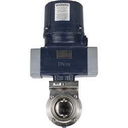 Затвор дисковый поворотный WBV3131E-2W-T-H Ду15 Ру10 резьбовой, корпус - пищевая нержавеющая сталь AISI 304, диск - нержавеющая сталь AISI 304, уплотнение - EPDM, с электроприводом четвертьоборотным QTSA-N-003EM-O0-220VAC с пружинным возвратом