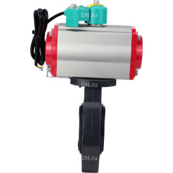 Затвор дисковый поворотный WBV4242E-2W-Fb-ISO Дн150 Ру10 межфланцевый, корпус - НПВХ, диск - НПВХ, уплотнение - EPDM, с пневмоприводом PA-SA-105, пневмораспределителем 4M310-08 AC220V и магнитным переключателем ALS200D