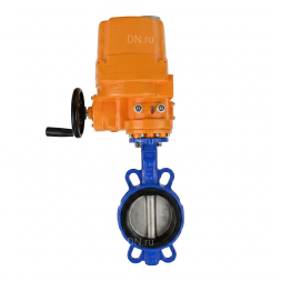 Затвор дисковый поворотный WBV1432N-2W-Fb-H Ду100 Ру16, корпус - чугун GGG50, диск - нержавеющая сталь 316L, уплотнение - NBR, с электроприводом QT-EX-010EM-O2-380VAC-У1