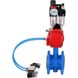 Затвор дисковый поворотный WBV1313E-2W-F-H Ду200 Ру16 фланцевый, корпус - чугун GGG40, диск - чугун GGG40, уплотнение - EPDM, с пневмоприводом PA-DA-140, пневмораспределителем 4V320-10 AC220V и БПВ AFC2000