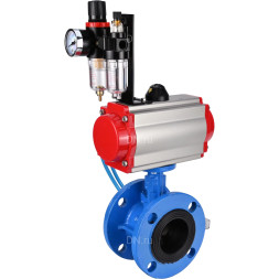 Затвор дисковый поворотный WBV1313E-2W-F-H Ду200 Ру16 фланцевый, корпус - чугун GGG40, диск - чугун GGG40, уплотнение - EPDM, с пневмоприводом PA-DA-140, пневмораспределителем 4V320-10 AC220V и БПВ AFC2000