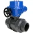Кран шаровой BV4242E-FP-GRM-ISO Дн40 Ру10 полнопроходной, корпус - НПВХ, шар - НПВХ, уплотнение - EPDM, с электроприводом QT-N-005M-O2-380VAC-У1 с моментной муфтой и штурвалом в Перми