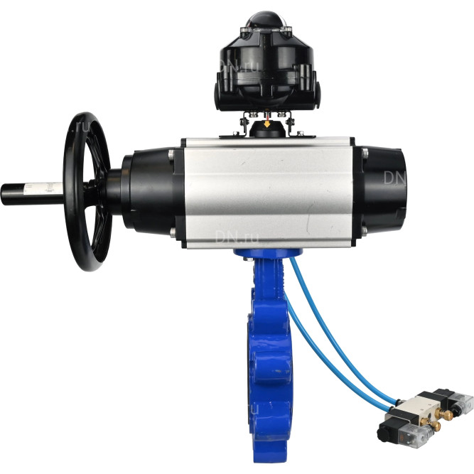 Затвор дисковый поворотный WBV1616N-2W-Fb-H Ду125 Ру16 LUG корпус - чугун QT450, диск - чугун QT450, уплотнение - NBR, с пневмоприводом PA-DA-105-1, пневмораспределителем 4V320-08 AC220V и БКВ APL-510N EX в Перми