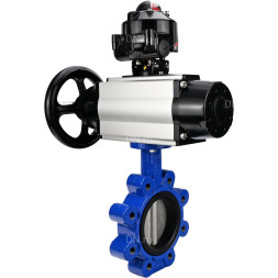 Затвор дисковый поворотный WBV1631E-2W-Fb-H Ду125 Ру16 LUG корпус - чугун QT450, диск - нержавеющая сталь 304, уплотнение - EPDM, с пневмоприводом PA-DA-105-1, пневмораспределителем 4M310-08 AC220V и БКВ APL-510N EX