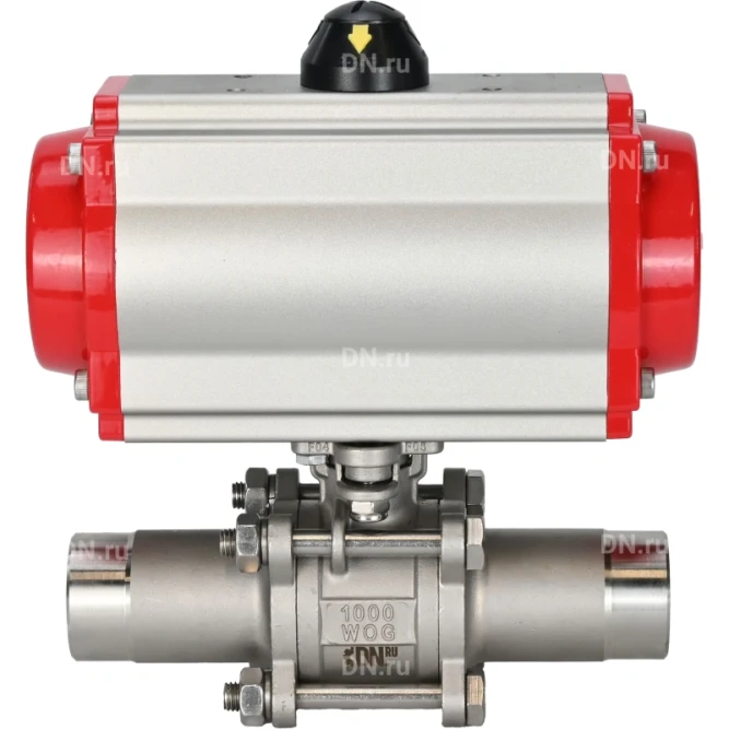 Кран шаровой BV3131P(3pc)-FP-W-ISO-H LONG Ду50 Ру40 полнопроходной, корпус - нержавеющая сталь 304, уплотнение - PTFE, под приварку, с пневмоприводом PA-DA-083 и пневмораспределителем 4M310-08 DC24V в Перми