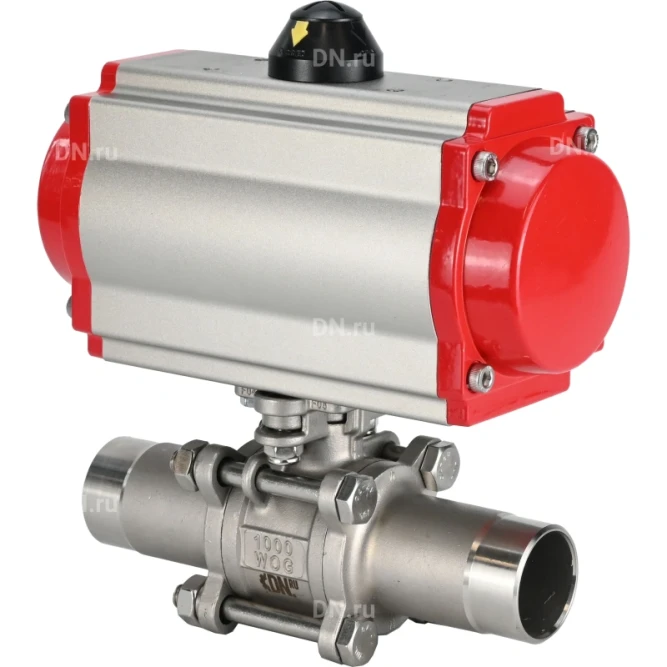 Кран шаровой BV3131P(3pc)-FP-W-ISO-H LONG Ду50 Ру40 полнопроходной, корпус - нержавеющая сталь 304, уплотнение - PTFE, под приварку, с пневмоприводом PA-DA-083 и пневмораспределителем 4M310-08 DC24V в Перми