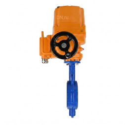 Затвор дисковый поворотный WBV1432N-2W-Fb-H Ду100 Ру16, корпус - чугун GGG50, диск - нержавеющая сталь 316L, уплотнение - NBR, с электроприводом QT-EX-010EM-O2-24VDC-У1
