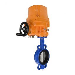Затвор дисковый поворотный WBV1432N-2W-Fb-H Ду100 Ру16, корпус - чугун GGG50, диск - нержавеющая сталь 316L, уплотнение - NBR, с электроприводом QT-EX-010EM-O2-24VDC-У1