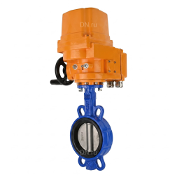 Затвор дисковый поворотный WBV1432N-2W-Fb-H Ду100 Ру16, корпус - чугун GGG50, диск - нержавеющая сталь 316L, уплотнение - NBR, с электроприводом QT-EX-010EM-O2-24VDC-У1