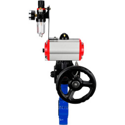 Затвор дисковый поворотный WBV1631N-2W-Fb-H Ду65 Ру16 LUG корпус - чугун QT450, диск - нержавеющая сталь 304, уплотнение - NBR, с пневмоприводом PA-DA-065, пневмораспределителем 4M310-08 AC220V, дублером MON1-250-T26-ISO и БПВ AFC2000