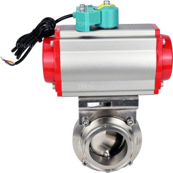 Затвор дисковый поворотный кламповый WBV3131E-2W-C-H Ду15 Ру10 корпус - пищевая нержавеющая сталь 304, уплотнение - EPDM, с пневмоприводом PA-DA-052 и магнитным переключателем ALS200D