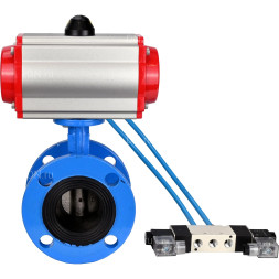 Затвор дисковый поворотный WBV1313E-2W-F-H Ду125 Ру16 фланцевый, корпус - чугун GGG40, диск - чугун GGG40, уплотнение - EPDM, с пневмоприводом PA-DA-130 и пневмораспределителем 4V320-10 AC220V