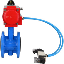 Затвор дисковый поворотный WBV1313E-2W-F-H Ду125 Ру16 фланцевый, корпус - чугун GGG40, диск - чугун GGG40, уплотнение - EPDM, с пневмоприводом PA-DA-130 и пневмораспределителем 4V320-10 AC220V