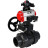 Кран шаровой BV4242E-FP-GRM-ISO Дн32 Ру10 полнопроходной, корпус - НПВХ, шар - НПВХ, уплотнение - EPDM, с пневмоприводом PA-DA-052, пневмораспределителем 4M310-08 AC220V, ручным дублером MON1-250-T26-ISO и БКВ APL-210N в Перми