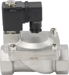 Клапан электромагнитный VS431-VT-NC-24VAC 1 1/4″ Ду32 Ру16 пилотного действия двухходовой, корпус - сталь нержавеющая 304, присоединение - внутренняя резьба, уплотнение - VITON, нормально-закрытый, катушка - 24В AC