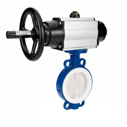 Затвор дисковый поворотный WBV3434Pf-2W-Fb-R Ду200 Ру16, корпус - углеродистая сталь WCB, диск - углеродистая сталь WCB, футерованный PTFE, уплотнение - PTFE, с пневмоприводом PA-DA-105-1 и пневмораспределителем 4M310-08 AC220V