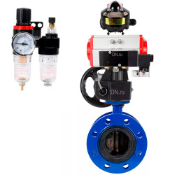Затвор дисковый поворотный WBV1331E-2W-F-H Ду50 Ру16 фланцевый, чугун GGG40/нержавеющая сталь 304, EPDM, с пневмоприводом PA-DA-105, пневмораспределителем 4M310-08 AC220V, БКВ APL-510N EX, ручным дублером MON3-700-T38-ISO и БПВ AFC2000