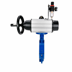 Затвор дисковый поворотный WBV3434Pf-2W-Fb-R Ду150 Ру16, корпус - углеродистая сталь WCB, диск - углеродистая сталь WCB, футерованный PTFE, уплотнение - PTFE, с пневмоприводом PA-DA-105-1, пневмораспределителем 4M310-08 AC220V и БПВ AFC2000