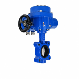Затвор дисковый поворотный WBV1631E-2W-Fb-H Ду100 Ру16 LUG межфланцевый, корпус - чугун QT450, диск - нержавеющая сталь AISI 304, уплотнение - EPDM, с электроприводом QT-N-010M-O2-220VAC-У1 с моментной муфтой и штурвалом