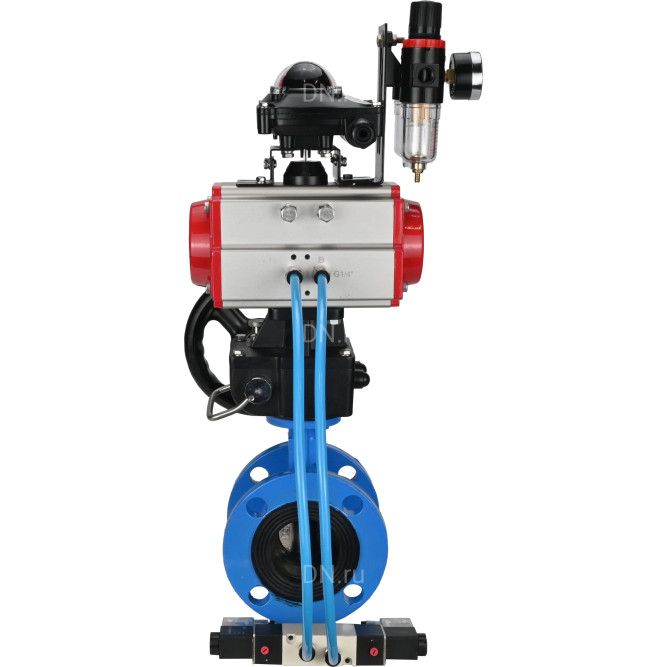 Затвор дисковый поворотный WBV1313E-2W-F-H Ду65 Ру16 фланцевый, корпус - чугун GGG40, диск - чугун GGG40, EPDM, с пневмоприводом PA-DA-105, пневмораспределителем 4V320-08 AC220V, БКВ APL-210N, ручным дублером MON1-250-T26-ISO и БПВ AFC2000 в Перми