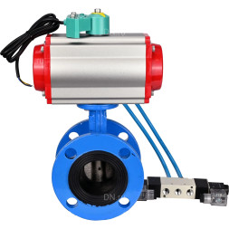 Затвор дисковый поворотный WBV1313E-2W-F-H Ду50 Ру16 фланцевый, корпус - чугун GGG40, диск - чугун GGG40, уплотнение - EPDM, с пневмоприводом PA-DA-105, пневмораспределителем 4V320-10 AC220V и магнитным переключателем ALS200D